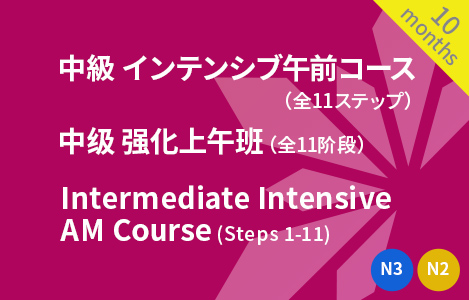 中級　インテンシブ午前コース（全11ステップ）中级  强化上午班（全11阶段）Intermediate Intensive AM Course (Steps 1-11)